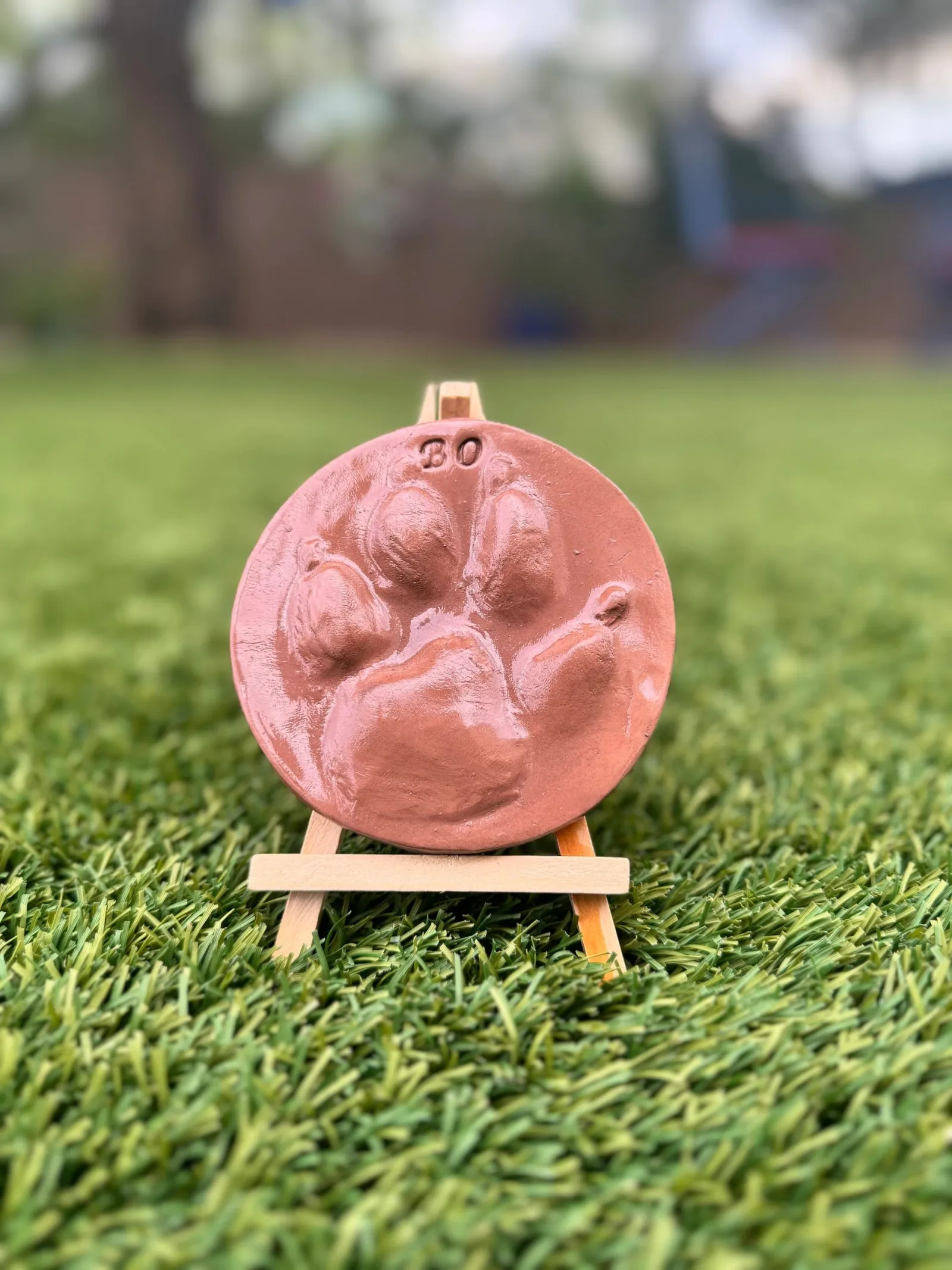 A handmade inverted clay print keepsake
